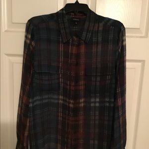 Plaid button down blouse